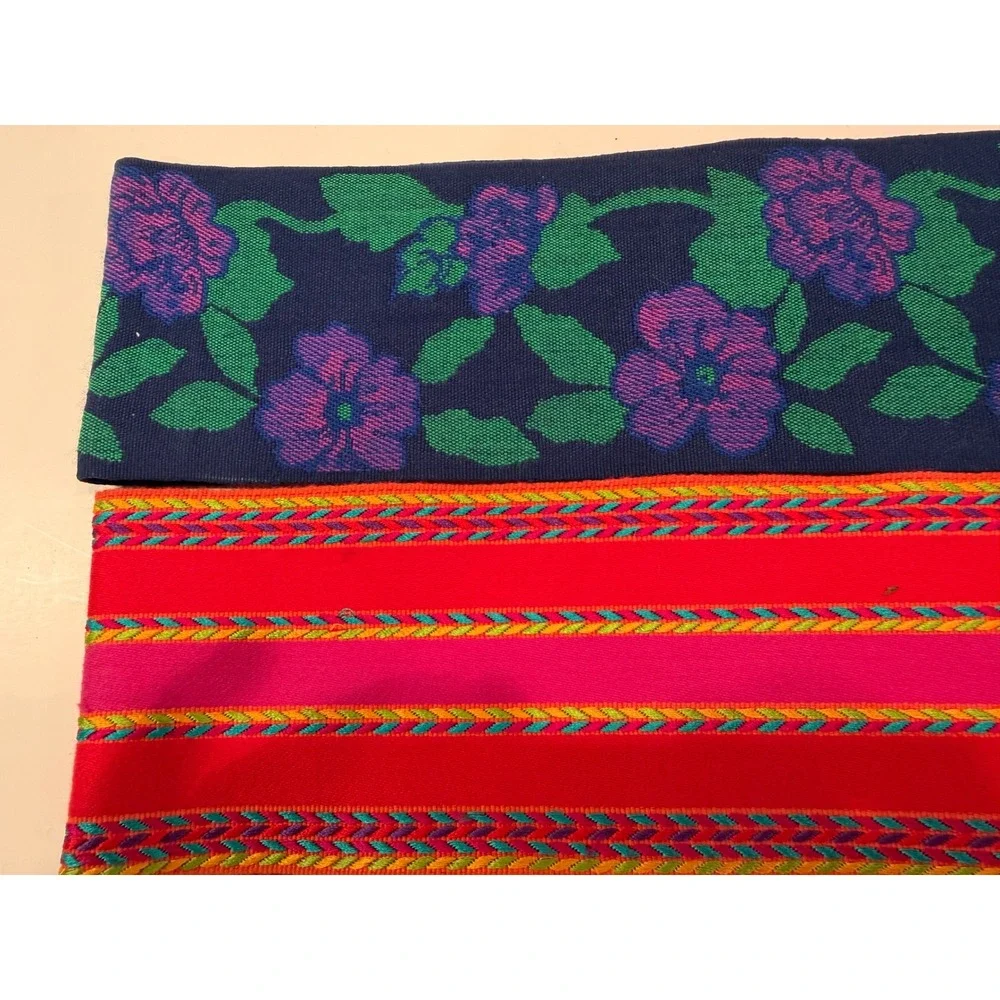 Unbranded Woven‎ Sash Belt Set Womens OS Multicolor Floral Striped Boho Fringe